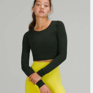 lululemon athletica Dark Green Long Sleeve Crop Top